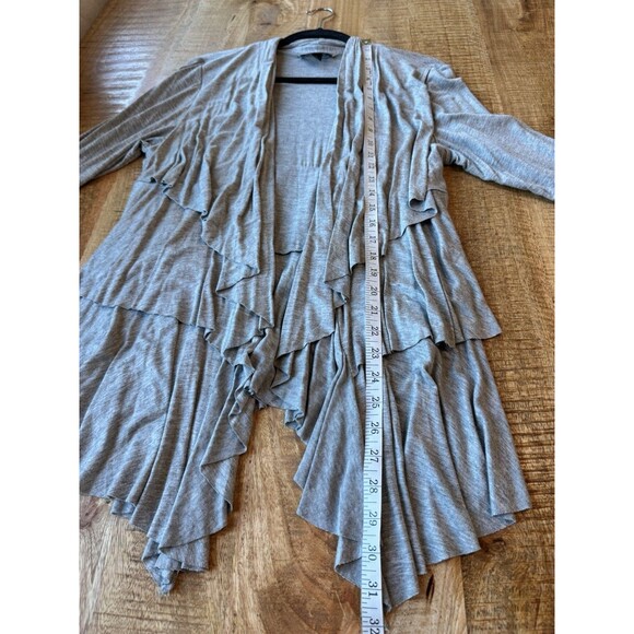 AB Studio Women's Gray Open Front Layered Cardigan Sweater Long Sleeve Large - Picture 10 of 11